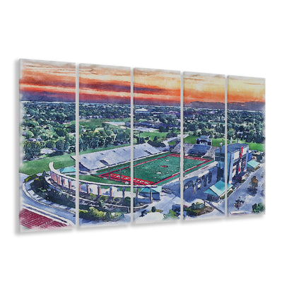 Scheumann Painting Stadium Watercolor, Muncie Indiana Watercolor, Sport Art, Extra Large Canvas Print Wall Art