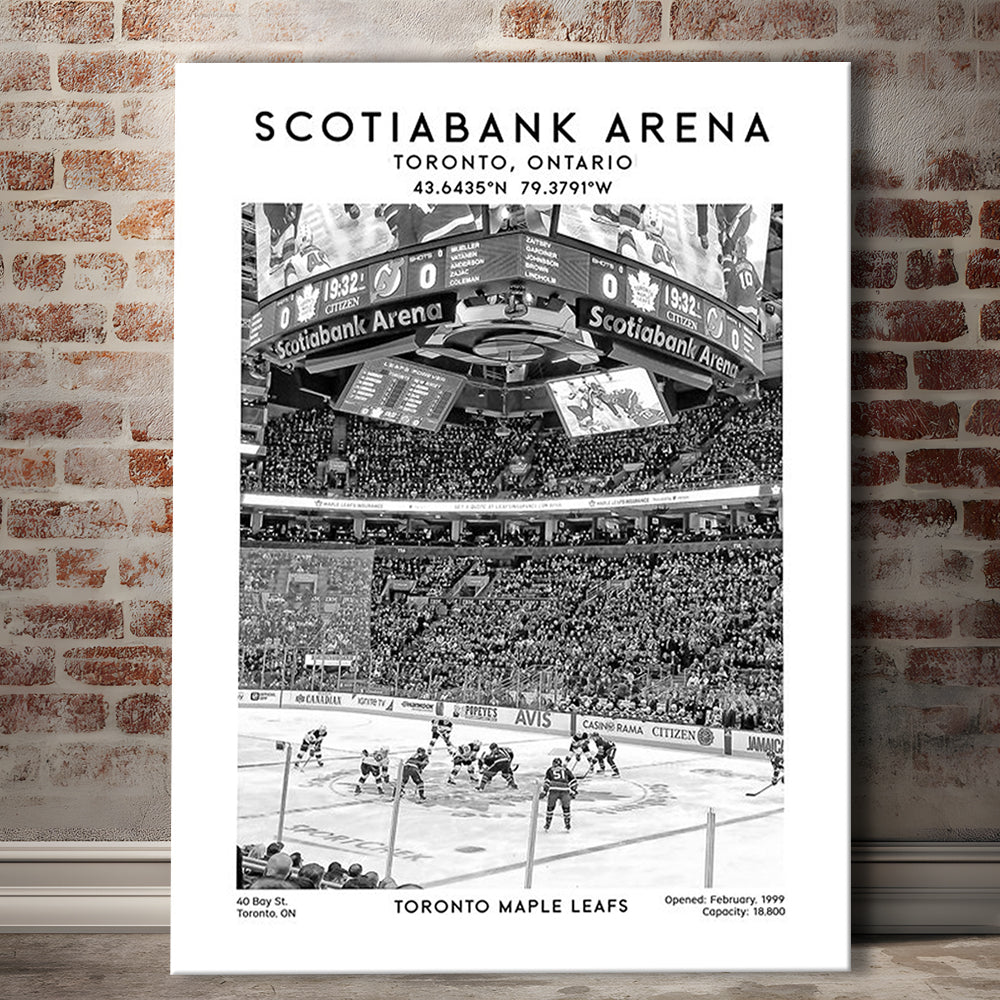 Scotiabank Arena Stadium Black And White, Toronto Hockey Stadium Print, Canvas Prints Wall Art, Man Cave Decor