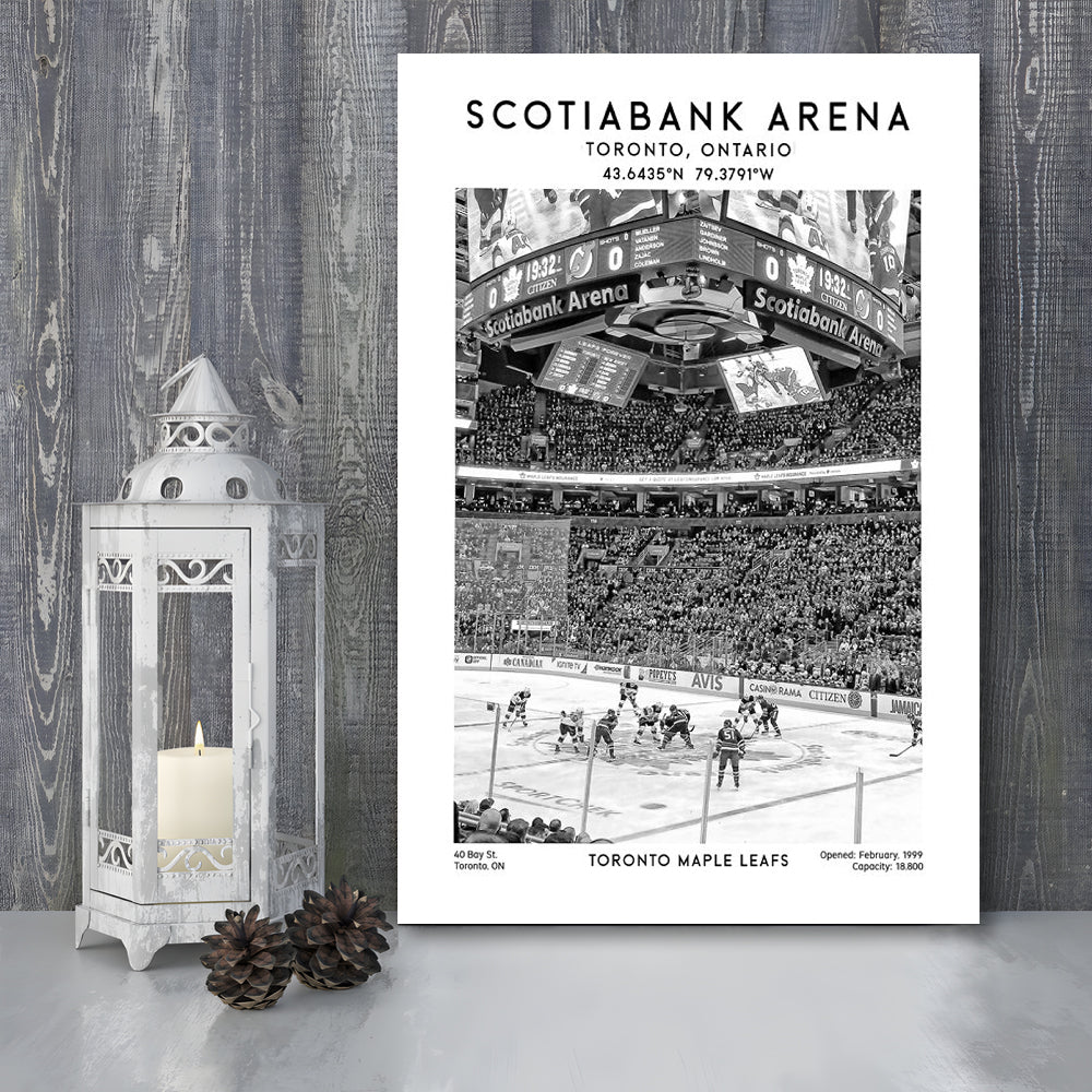 Scotiabank Arena Stadium Black And White, Toronto Hockey Stadium Print, Canvas Prints Wall Art, Man Cave Decor