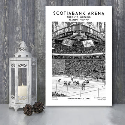 Scotiabank Arena Stadium Black And White, Toronto Hockey Stadium Print, Canvas Prints Wall Art, Man Cave Decor