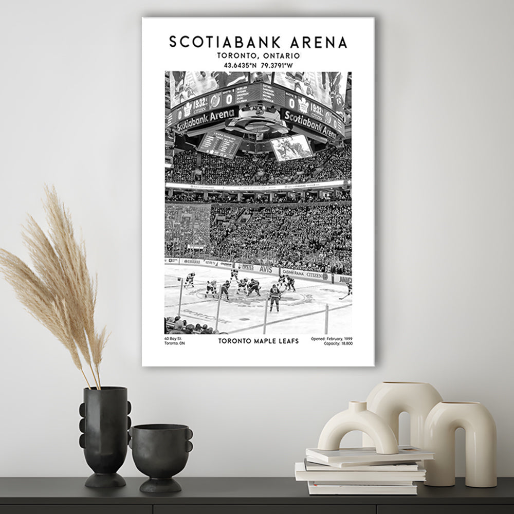 Scotiabank Arena Stadium Black And White, Toronto Hockey Stadium Print, Canvas Prints Wall Art, Man Cave Decor