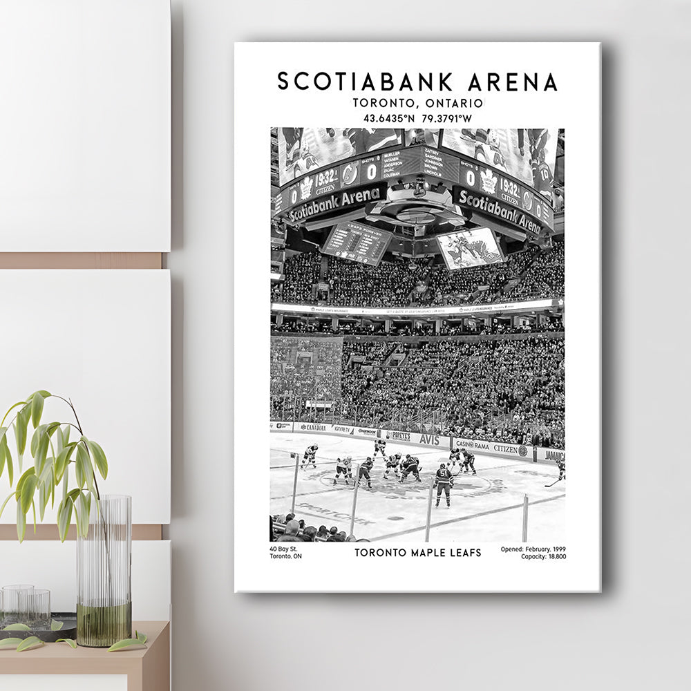 Scotiabank Arena Stadium Black And White, Toronto Hockey Stadium Print, Canvas Prints Wall Art, Man Cave Decor