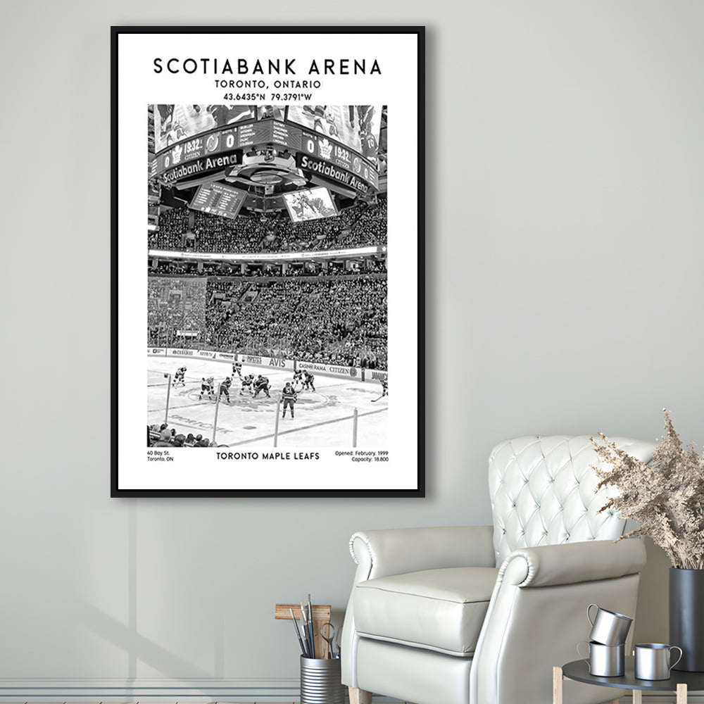 Scotiabank Arena Stadium Black And White, Toronto Hockey Stadium Print, Framed Canvas Prints Wall Art