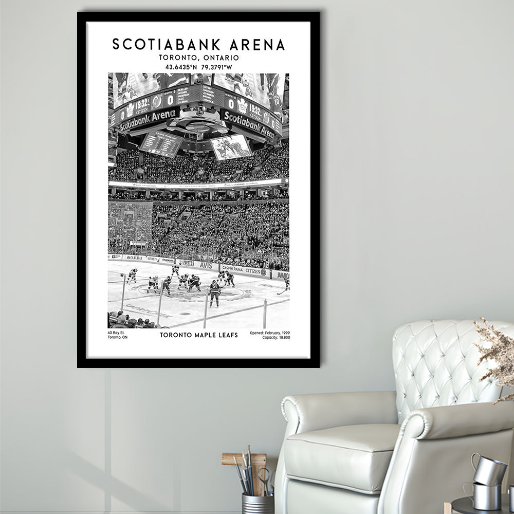 Scotiabank Arena Stadium Black And White, Toronto Hockey Stadium Print, Framed Art Prints Wall Decor
