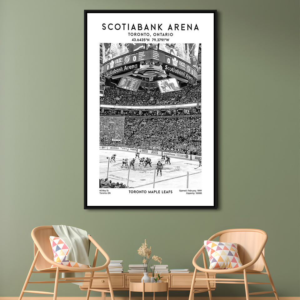 Scotiabank Arena Stadium Black And White, Toronto Hockey Stadium Print, Framed Canvas Prints Wall Art