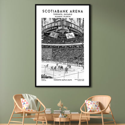 Scotiabank Arena Stadium Black And White, Toronto Hockey Stadium Print, Framed Canvas Prints Wall Art