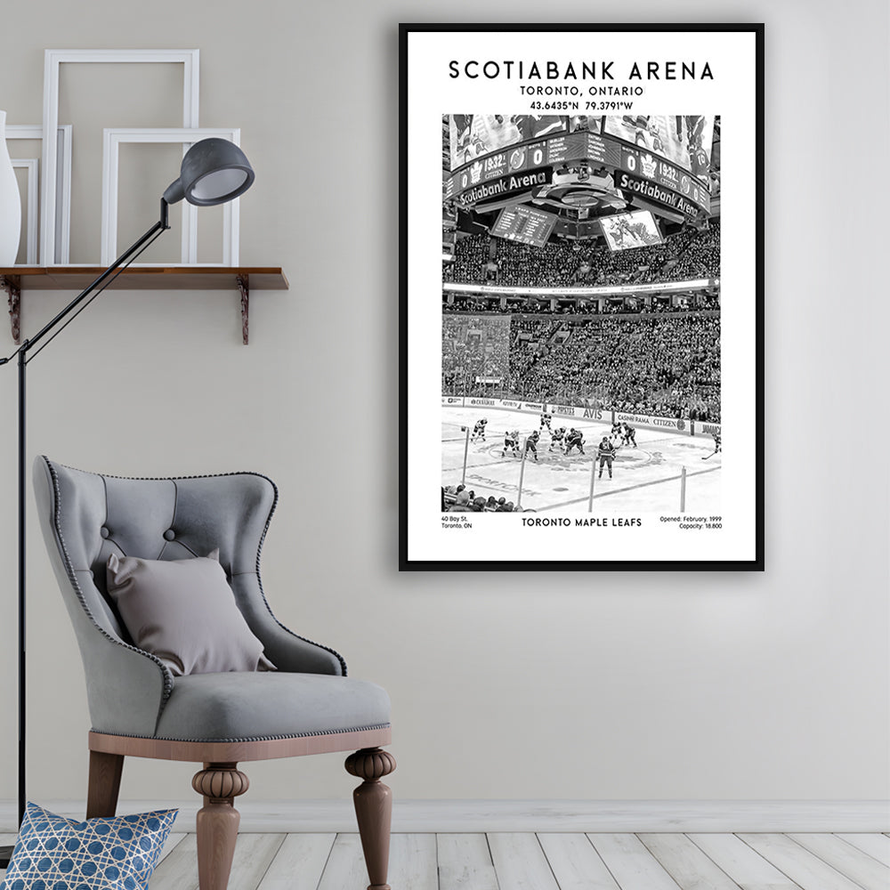 Scotiabank Arena Stadium Black And White, Toronto Hockey Stadium Print, Framed Canvas Prints Wall Art
