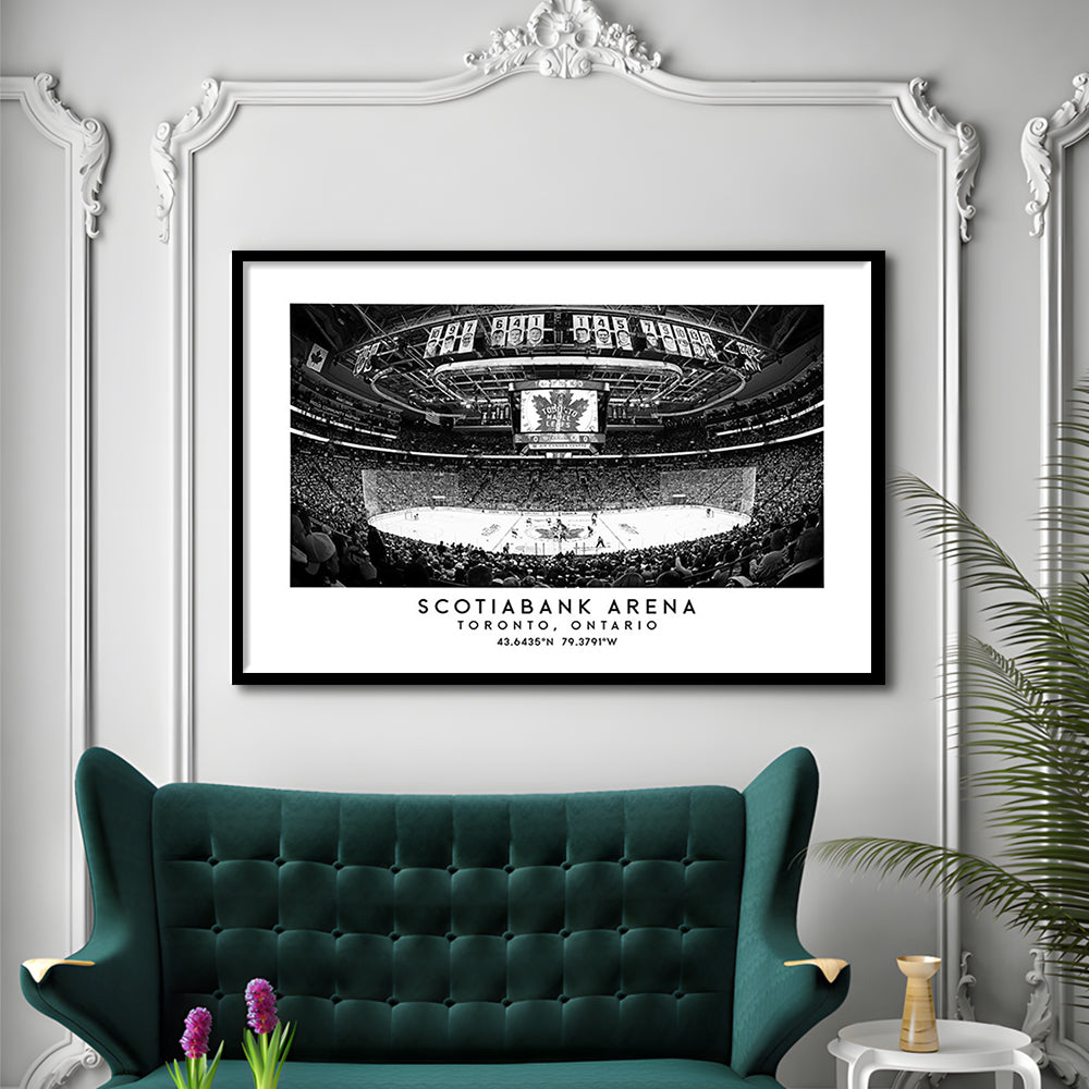 Scotiabank Arena Stadium Black And White, Toronto Hockey Stadium Wall Art, Framed Art Print Wall Decor