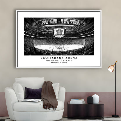 Scotiabank Arena Stadium Black And White, Toronto Hockey Stadium Wall Art, Framed Canvas Print Wall Art