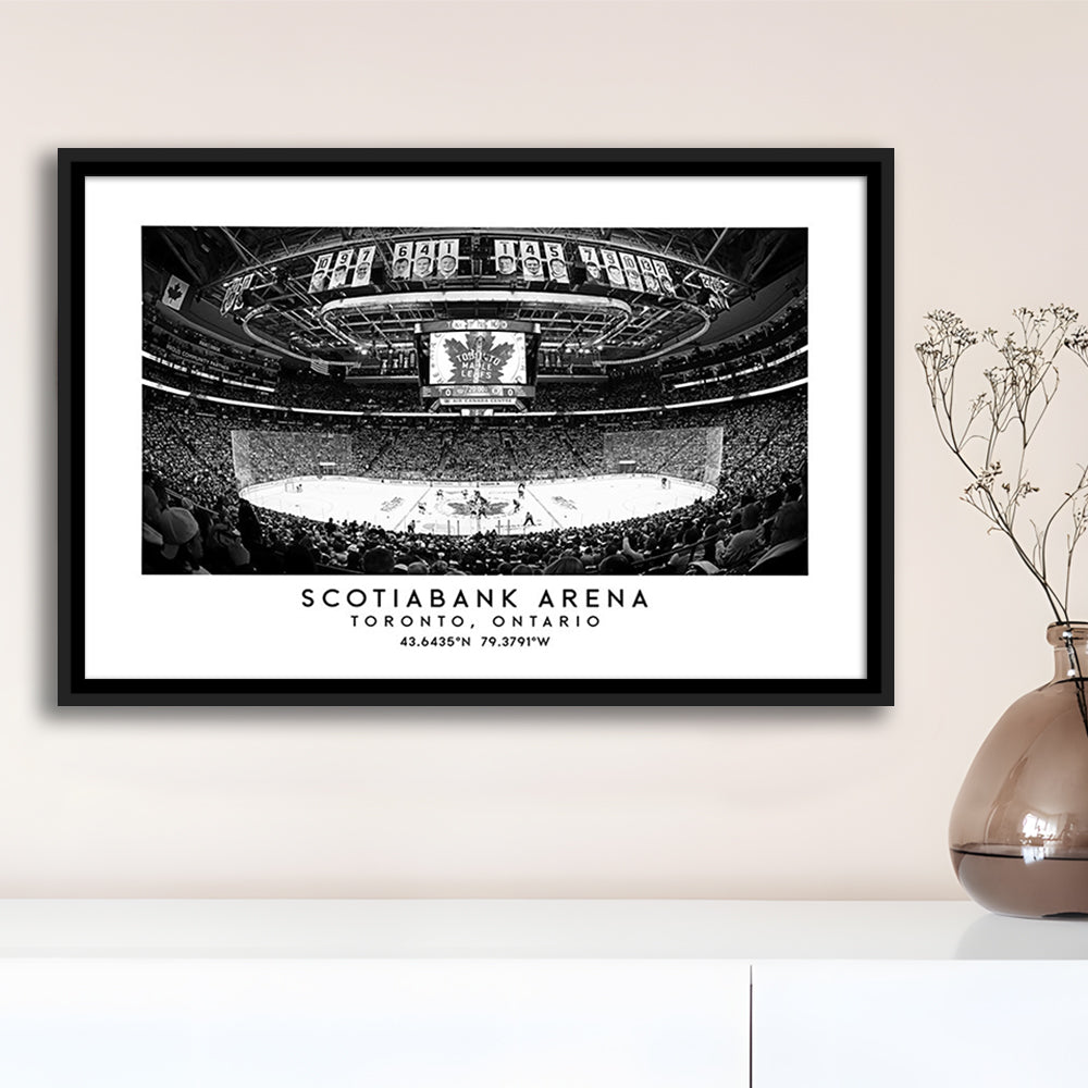 Scotiabank Arena Stadium Black And White, Toronto Hockey Stadium Wall Art, Framed Canvas Print Wall Art
