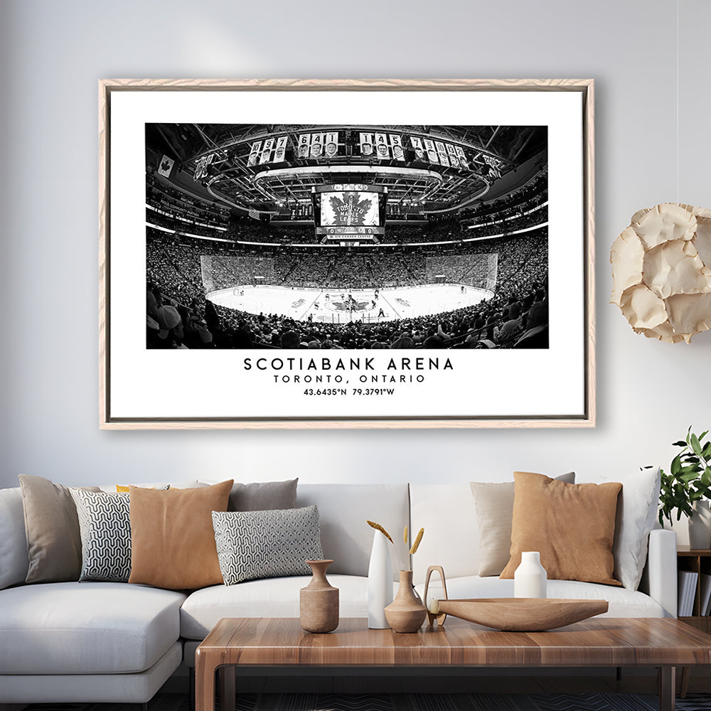Scotiabank Arena Stadium Black And White, Toronto Hockey Stadium Wall Art, Framed Canvas Print Wall Art