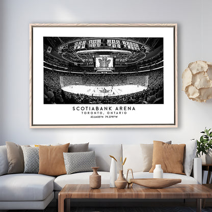 Scotiabank Arena Stadium Black And White, Toronto Hockey Stadium Wall Art, Framed Canvas Print Wall Art