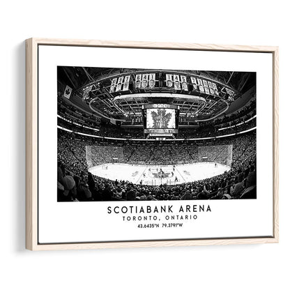 Scotiabank Arena Stadium Black And White, Toronto Hockey Stadium Wall Art, Framed Canvas Print Wall Art