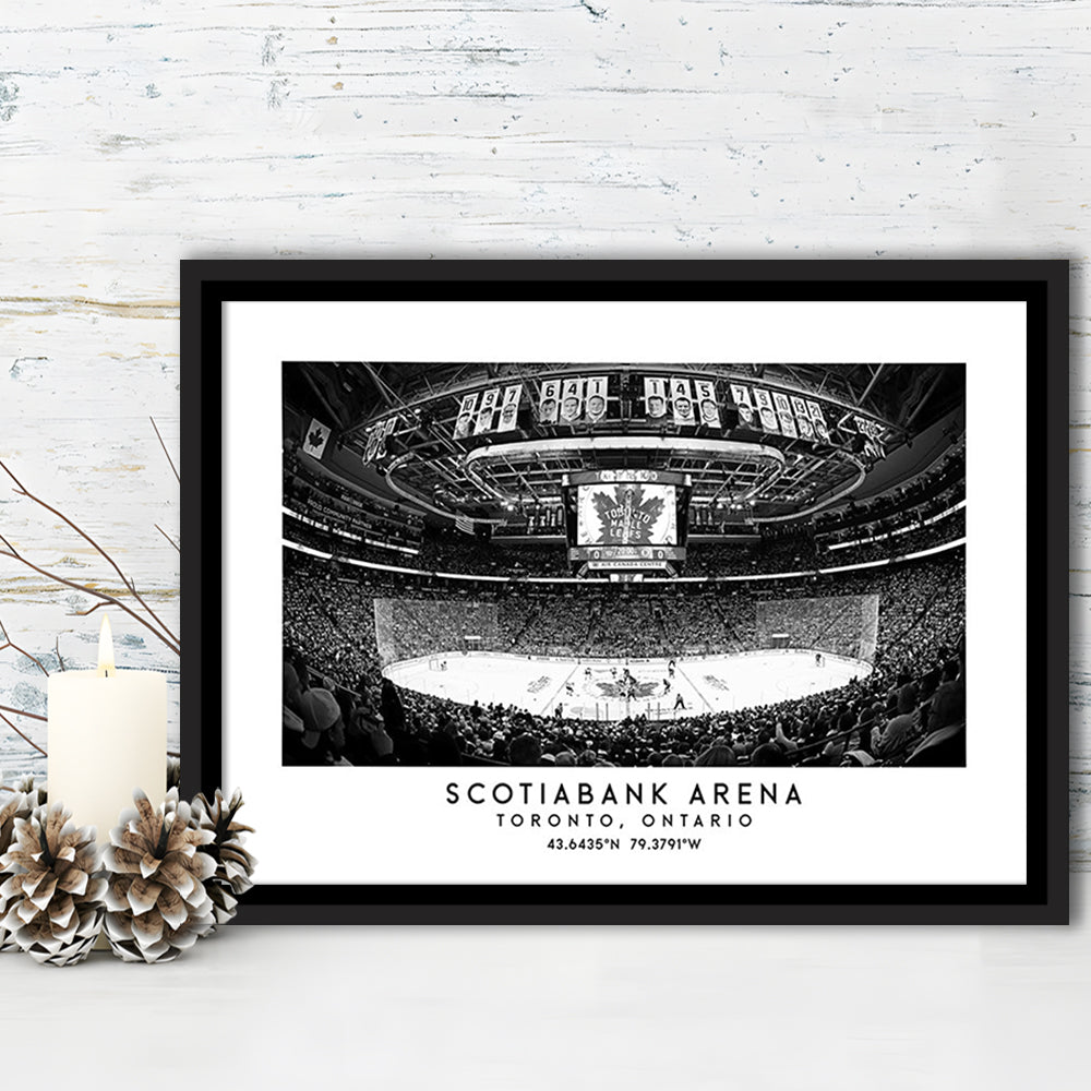 Scotiabank Arena Stadium Black And White, Toronto Hockey Stadium Wall Art, Framed Canvas Print Wall Art