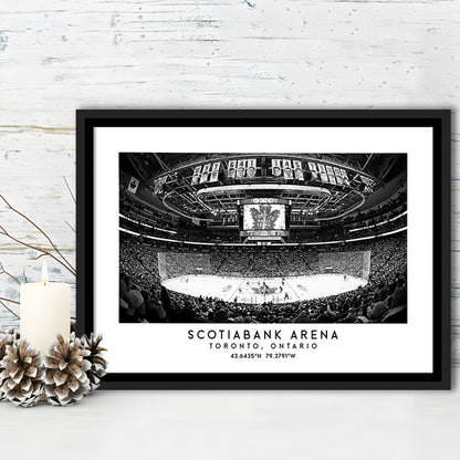 Scotiabank Arena Stadium Black And White, Toronto Hockey Stadium Wall Art, Framed Canvas Print Wall Art