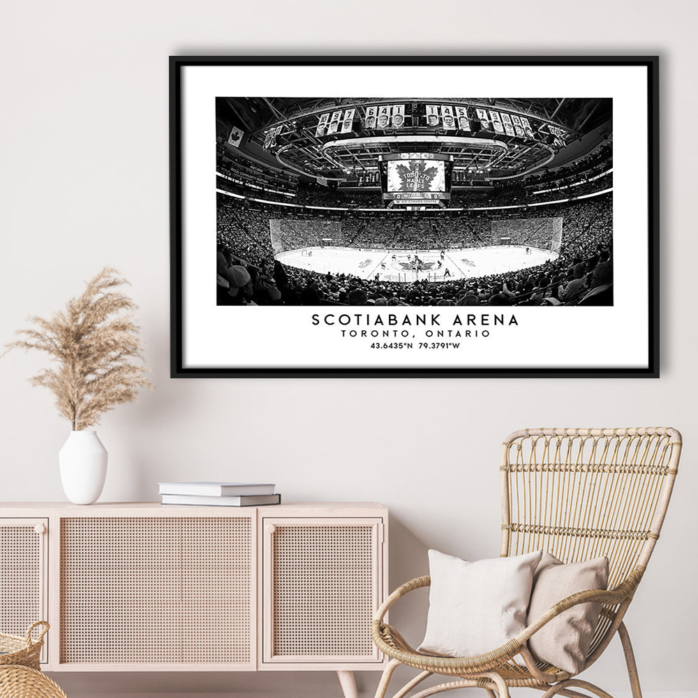 Scotiabank Arena Stadium Black And White, Toronto Hockey Stadium Wall Art, Framed Canvas Print Wall Art