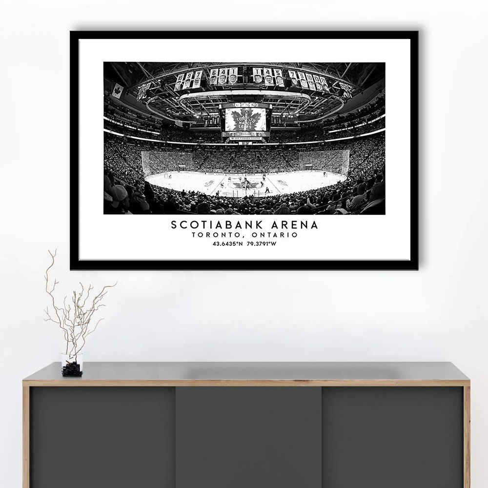 Scotiabank Arena Stadium Black And White, Toronto Hockey Stadium Wall Art, Framed Art Print Wall Decor