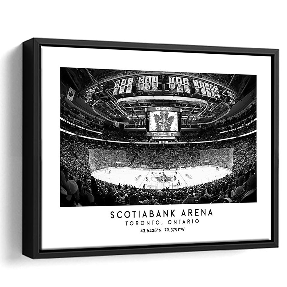 Scotiabank Arena Stadium Black And White, Toronto Hockey Stadium Wall Art, Framed Canvas Print Wall Art