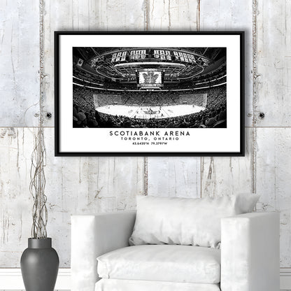 Scotiabank Arena Stadium Black And White, Toronto Hockey Stadium Wall Art, Framed Canvas Print Wall Art