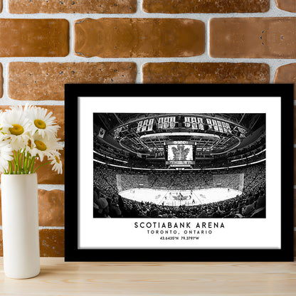 Scotiabank Arena Stadium Black And White, Toronto Hockey Stadium Wall Art, Framed Art Print Wall Decor