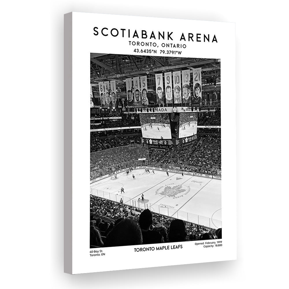 Scotiabank Arena Stadium Black And White, Toronto Hockey Stadium Wall Art Print, Canvas Prints Wall Art, Man Cave Decor