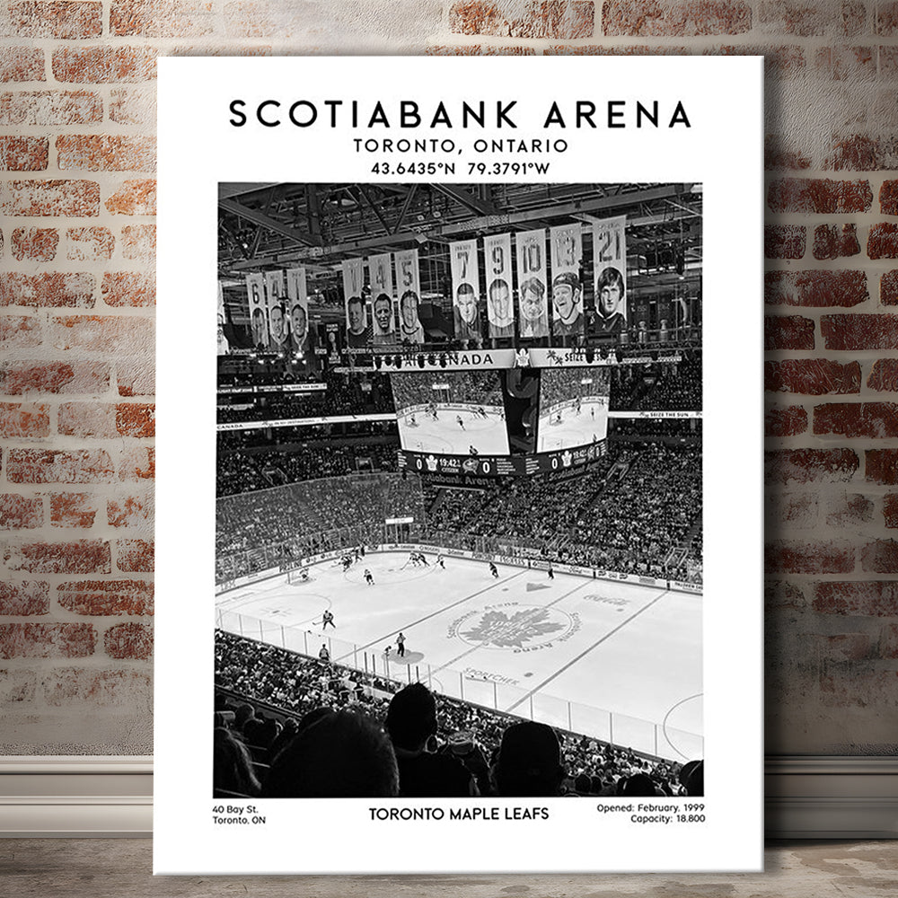 Scotiabank Arena Stadium Black And White, Toronto Hockey Stadium Wall Art Print, Canvas Prints Wall Art, Man Cave Decor