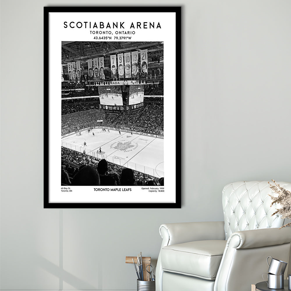 Scotiabank Arena Stadium Black And White, Toronto Hockey Stadium Wall Art Print, Framed Art Prints Wall Decor