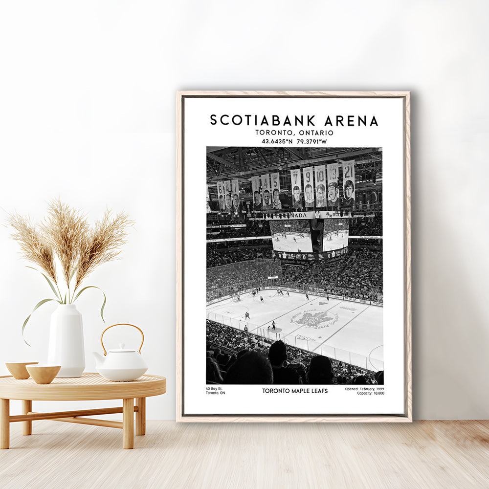 Scotiabank Arena Stadium Black And White, Toronto Hockey Stadium Wall Art Print, Framed Canvas Prints Wall Art