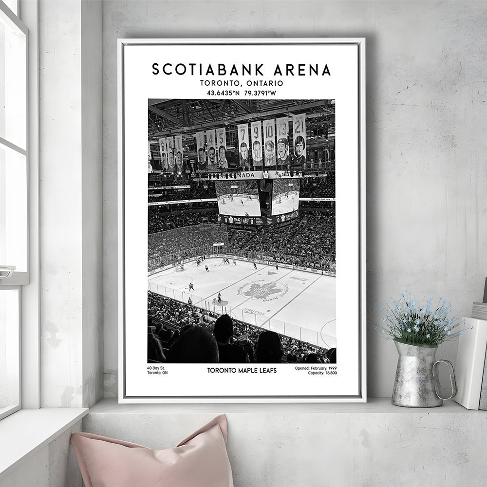 Scotiabank Arena Stadium Black And White, Toronto Hockey Stadium Wall Art Print, Framed Canvas Prints Wall Art