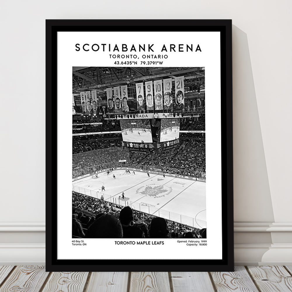 Scotiabank Arena Stadium Black And White, Toronto Hockey Stadium Wall Art Print, Framed Canvas Prints Wall Art