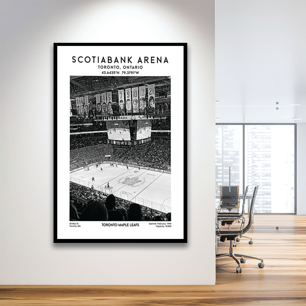 Scotiabank Arena Stadium Black And White, Toronto Hockey Stadium Wall Art Print, Framed Art Prints Wall Decor