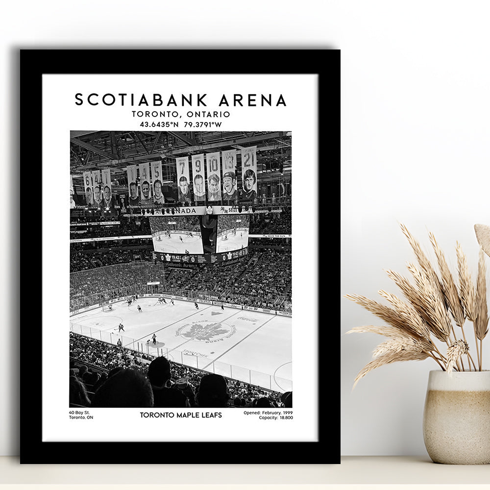 Scotiabank Arena Stadium Black And White, Toronto Hockey Stadium Wall Art Print, Framed Art Prints Wall Decor
