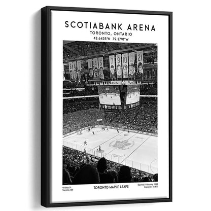 Scotiabank Arena Stadium Black And White, Toronto Hockey Stadium Wall Art Print, Framed Canvas Prints Wall Art