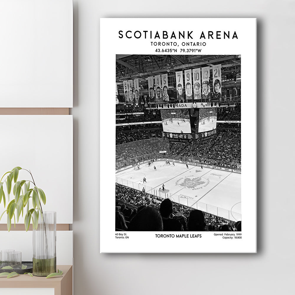 Scotiabank Arena Stadium Black And White, Toronto Hockey Stadium Wall Art Print, Canvas Prints Wall Art, Man Cave Decor