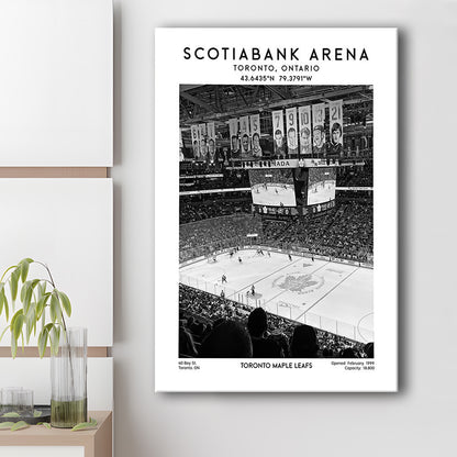 Scotiabank Arena Stadium Black And White, Toronto Hockey Stadium Wall Art Print, Canvas Prints Wall Art, Man Cave Decor