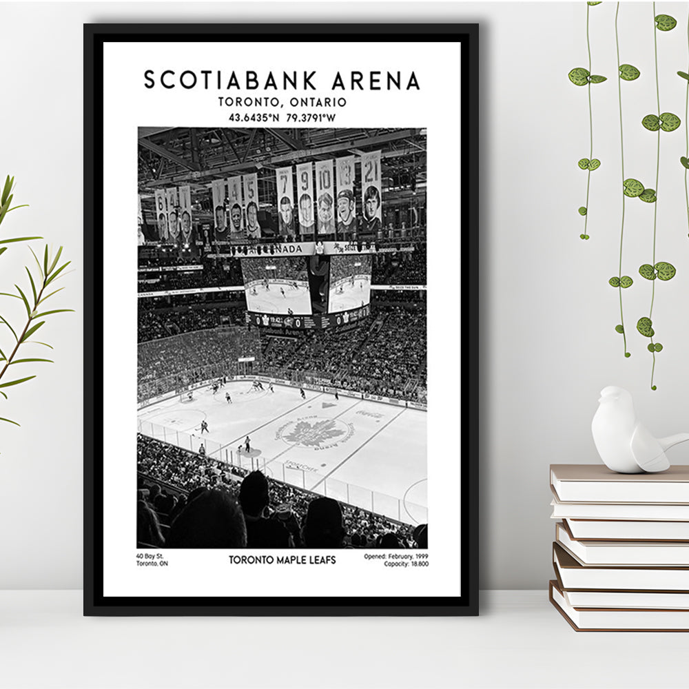 Scotiabank Arena Stadium Black And White, Toronto Hockey Stadium Wall Art Print, Framed Canvas Prints Wall Art