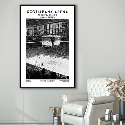 Scotiabank Arena Stadium Black And White, Toronto Hockey Stadium Wall Art Print, Framed Canvas Prints Wall Art