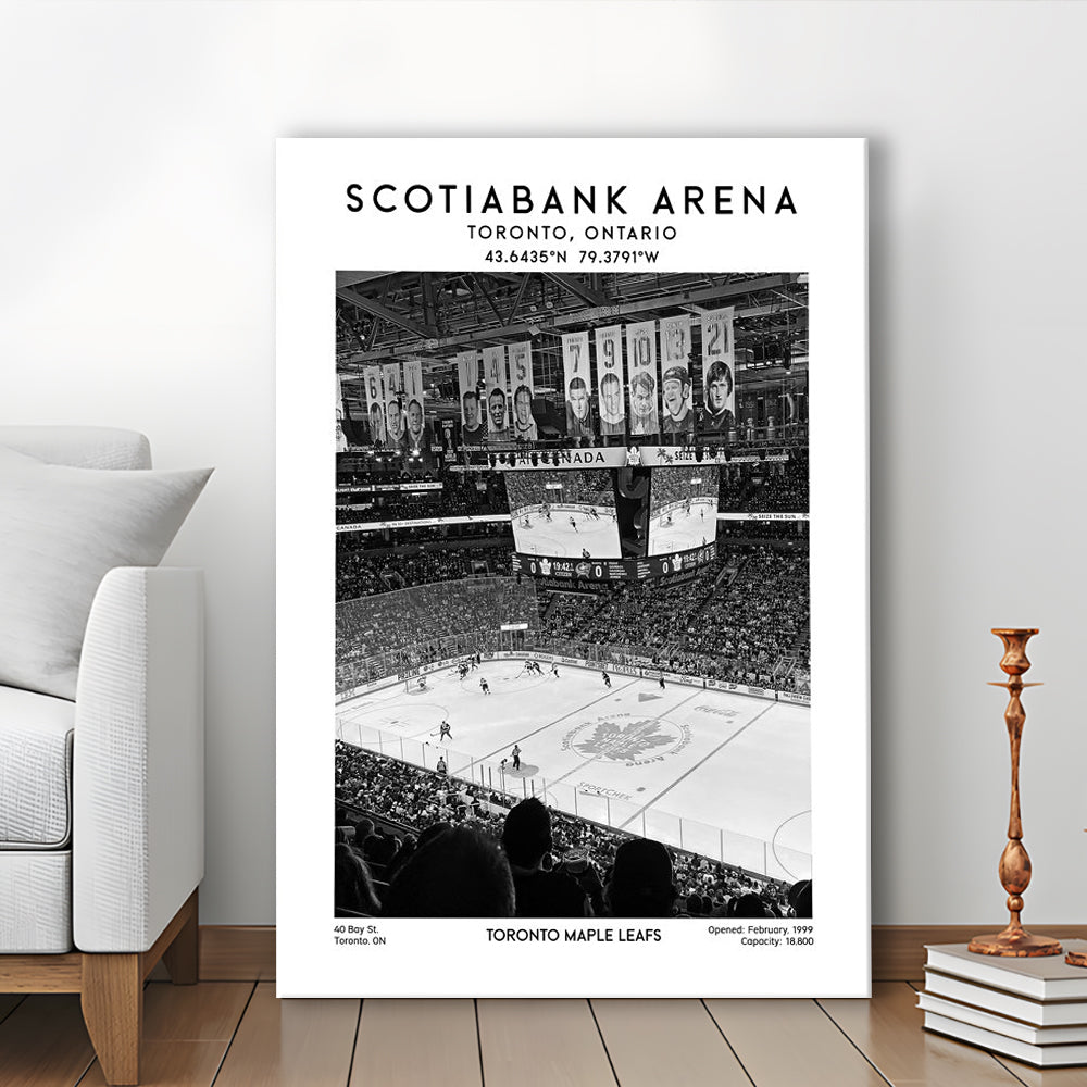 Scotiabank Arena Stadium Black And White, Toronto Hockey Stadium Wall Art Print, Canvas Prints Wall Art, Man Cave Decor