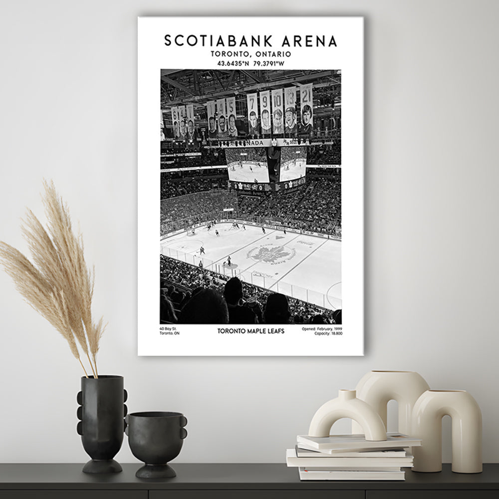Scotiabank Arena Stadium Black And White, Toronto Hockey Stadium Wall Art Print, Canvas Prints Wall Art, Man Cave Decor