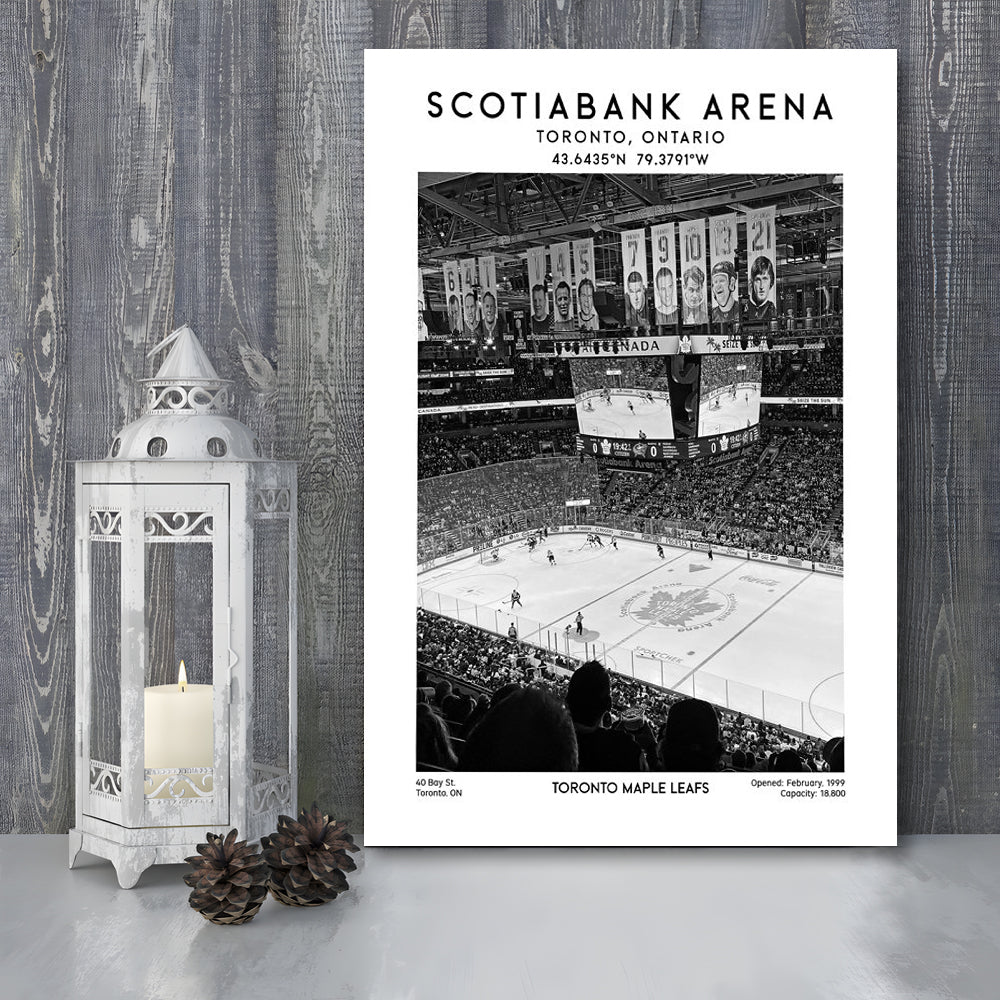 Scotiabank Arena Stadium Black And White, Toronto Hockey Stadium Wall Art Print, Canvas Prints Wall Art, Man Cave Decor