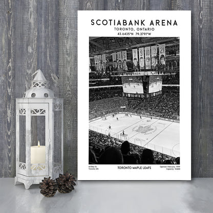 Scotiabank Arena Stadium Black And White, Toronto Hockey Stadium Wall Art Print, Canvas Prints Wall Art, Man Cave Decor