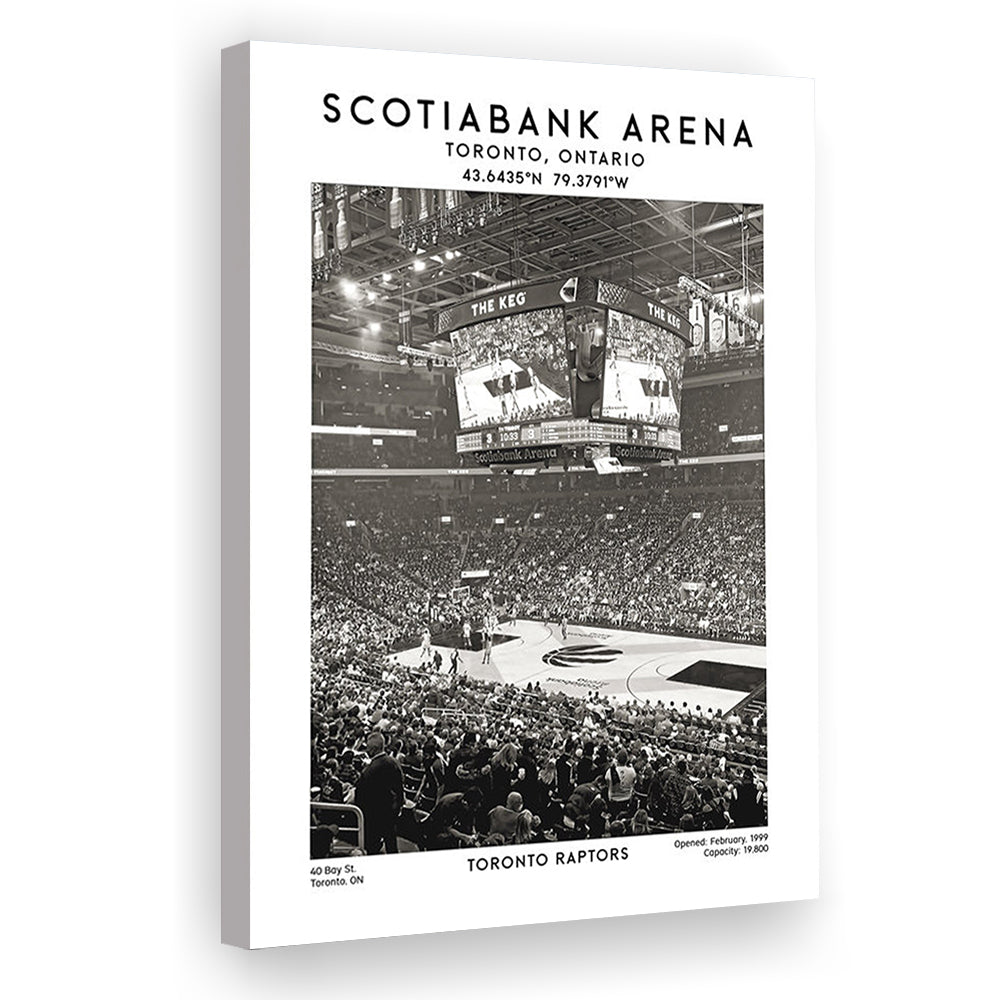 Scotiabank Arena Stadium Black And White, Toronto Basketball Stadium Wall Art Print, Canvas Prints Wall Art, Man Cave Decor