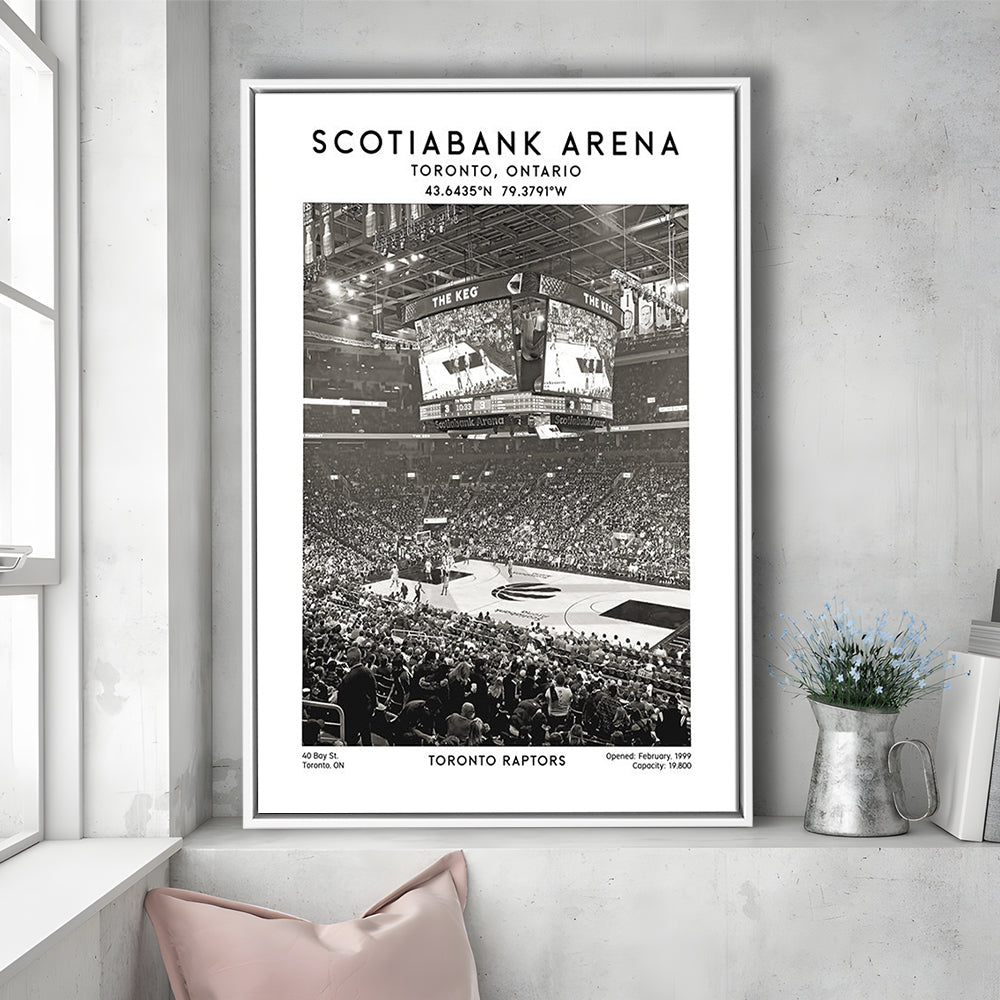 Scotiabank Arena Stadium Black And White, Toronto Basketball Stadium Wall Art Print, Framed Canvas Prints Wall Art