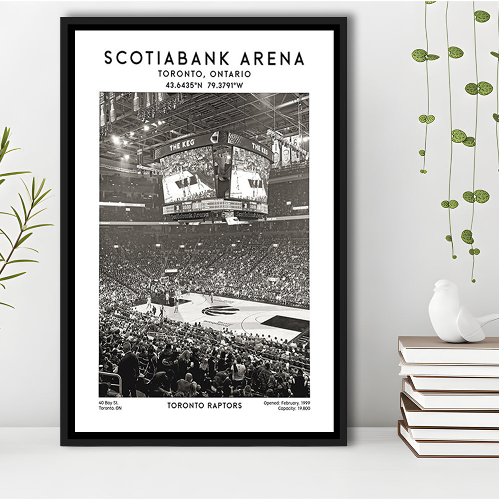 Scotiabank Arena Stadium Black And White, Toronto Basketball Stadium Wall Art Print, Framed Canvas Prints Wall Art