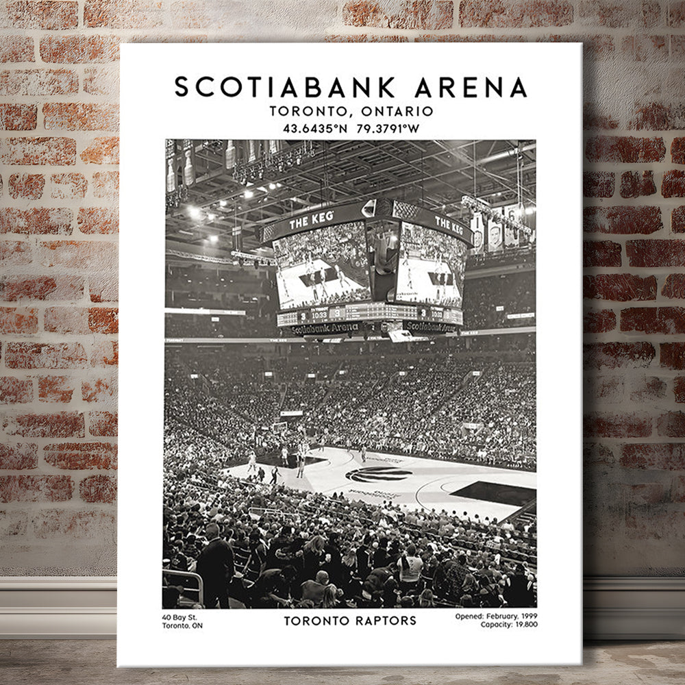 Scotiabank Arena Stadium Black And White, Toronto Basketball Stadium Wall Art Print, Canvas Prints Wall Art, Man Cave Decor