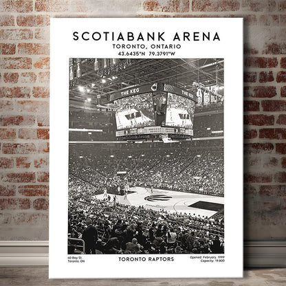 Scotiabank Arena Stadium Black And White, Toronto Basketball Stadium Wall Art Print, Canvas Prints Wall Art, Man Cave Decor