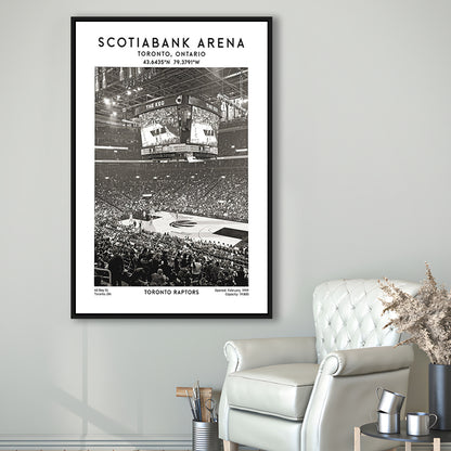 Scotiabank Arena Stadium Black And White, Toronto Basketball Stadium Wall Art Print, Framed Canvas Prints Wall Art