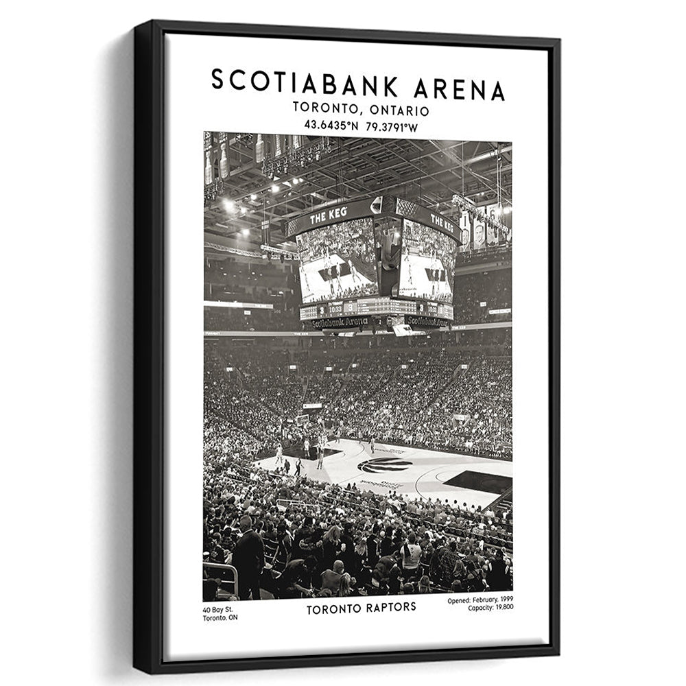 Scotiabank Arena Stadium Black And White, Toronto Basketball Stadium Wall Art Print, Framed Canvas Prints Wall Art
