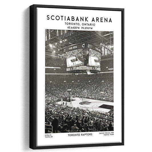 Scotiabank Arena Stadium Black And White, Toronto Basketball Stadium Wall Art Print, Framed Canvas Prints Wall Art