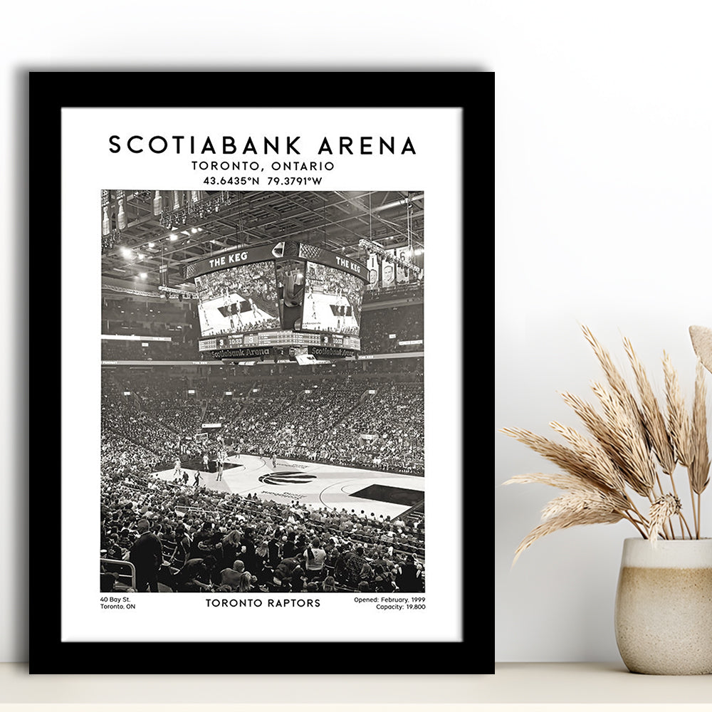 Scotiabank Arena Stadium Black And White, Toronto Basketball Stadium Wall Art Print, Framed Art Prints Wall Decor